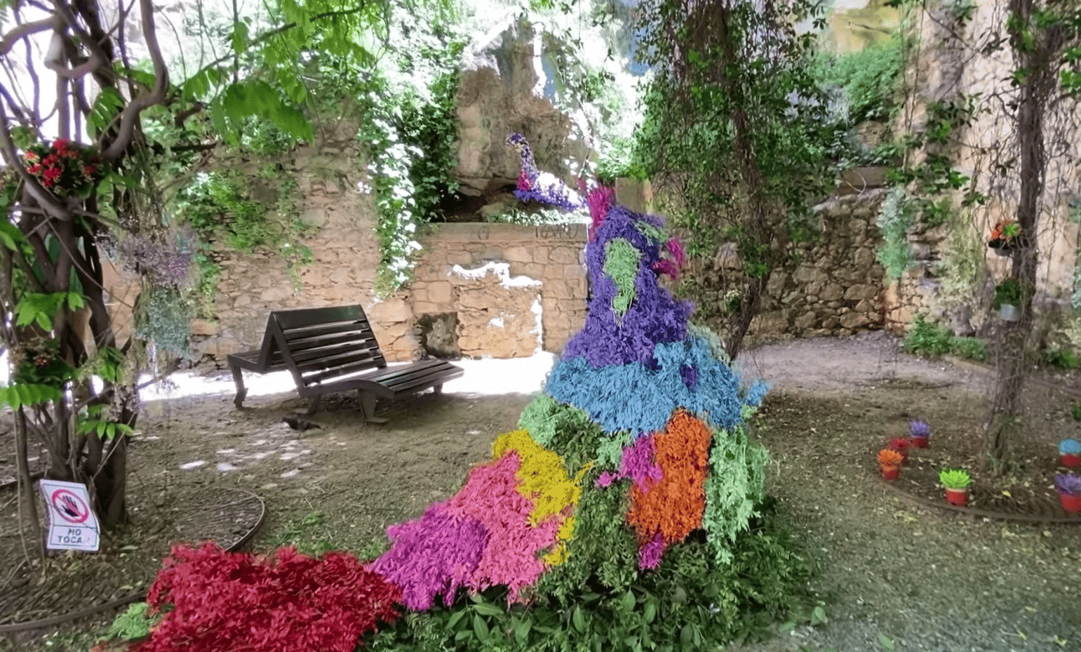 Close-up of a flower sculpture displayed during Girona’s Temps de Flors