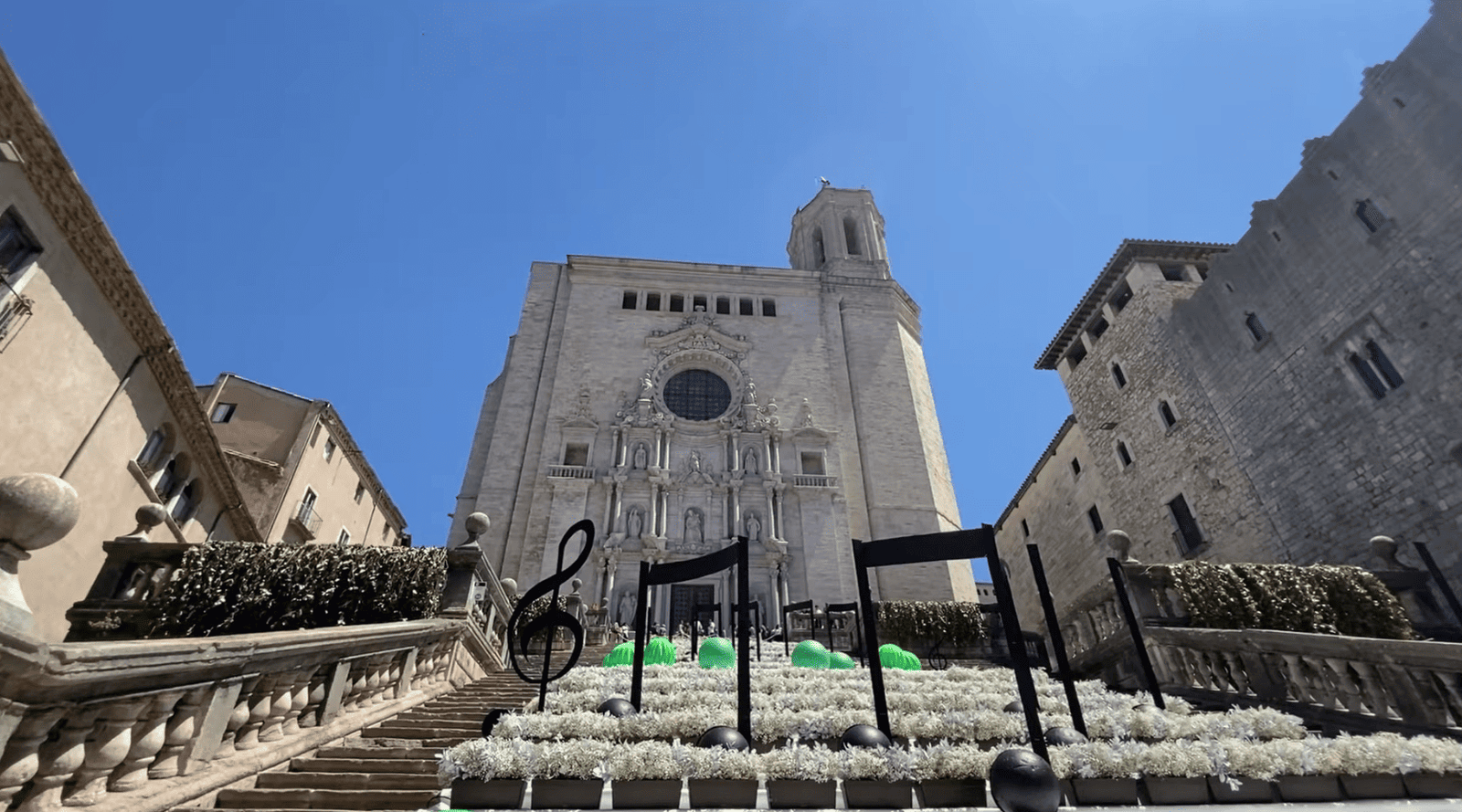 Girona Cathedral decorated with flowers during the annual Temps de Flors festival