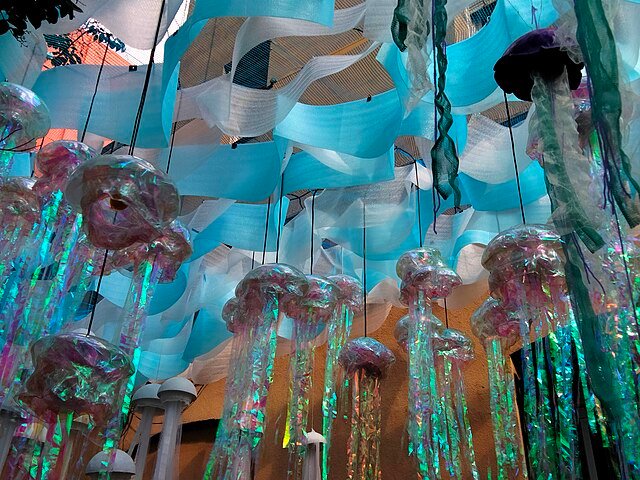 Festa Major de Gràcia 2025 jellyfish-themed street decoration in Barcelona
