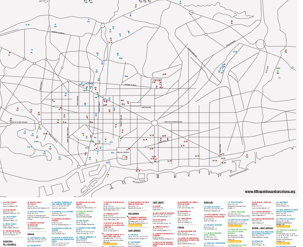 Official map of 48h Open House Barcelona 2025 with building locations