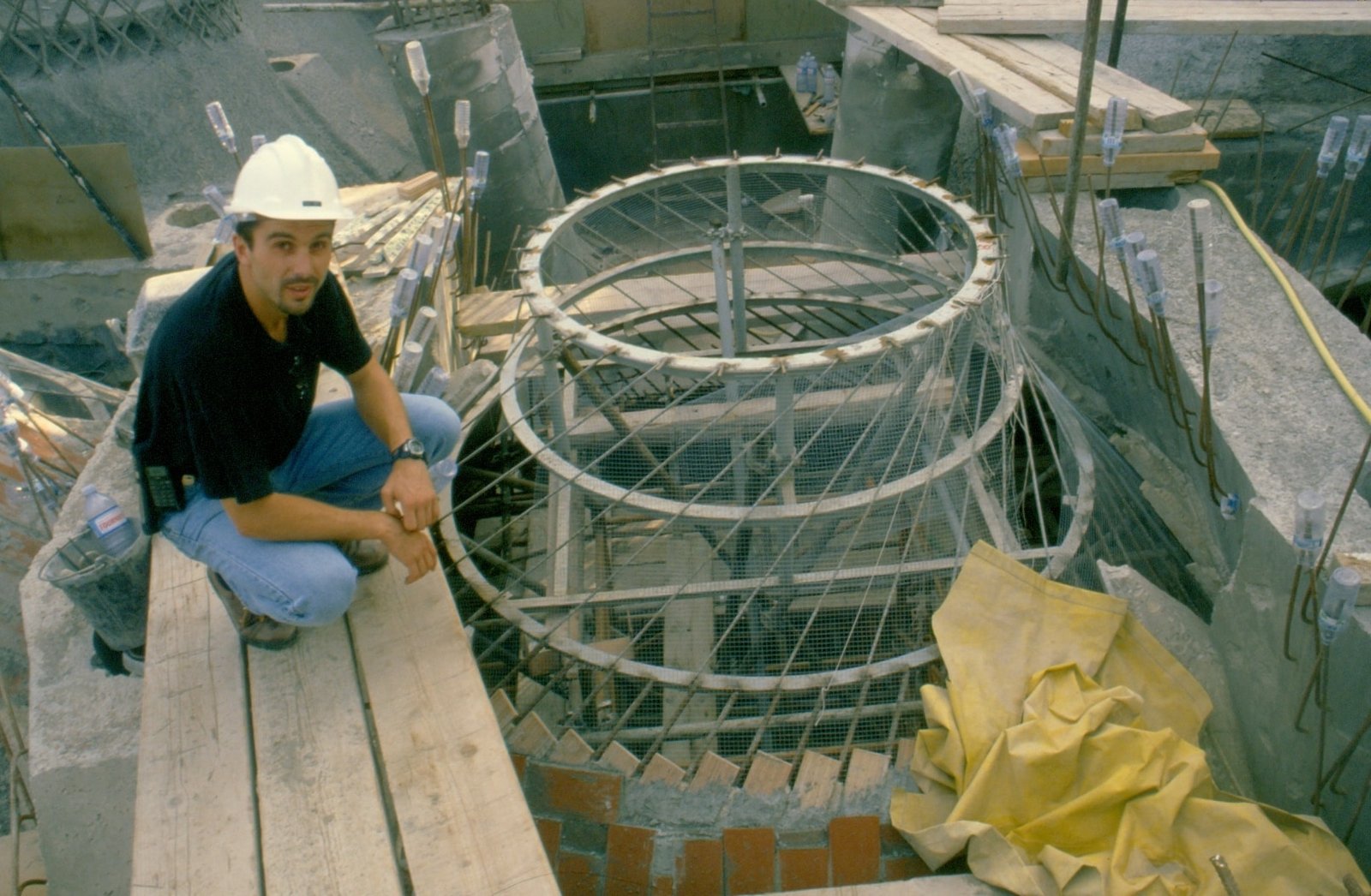 Above the Vaults: Javier on the Sagrada Familia Roof, 1999 Javier on the ceiling’s rebar structure of Sagrada Familia during construction in 1999